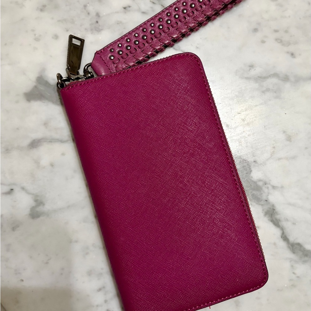 Rebecca Minkoff Fuchsia Pink Zip-Around Wristlet Wallet - Picture 3 of 8